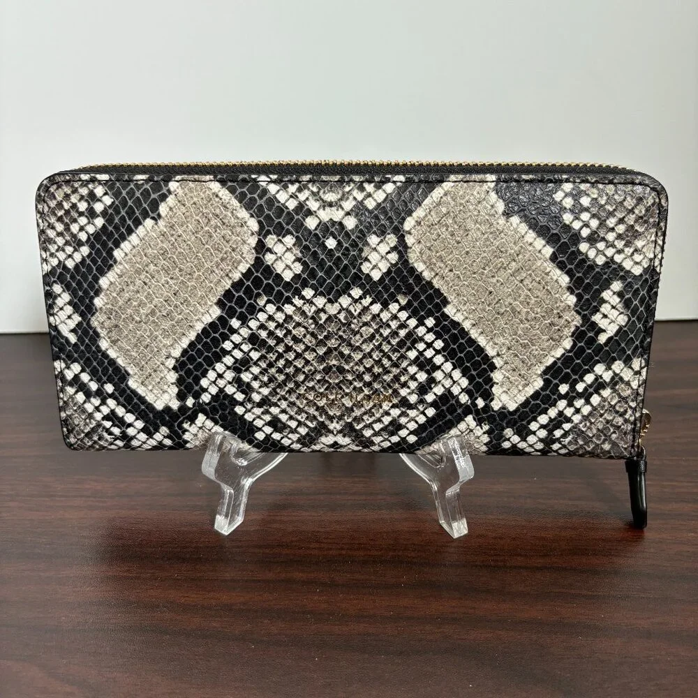 Cole Haan Vartan Continental Wallet Snake Print Zip Around Wallet New